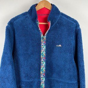 Chubbies Jacket Reversible Fleece Blue Red Floral Zipper Mens‎ Size Medium
